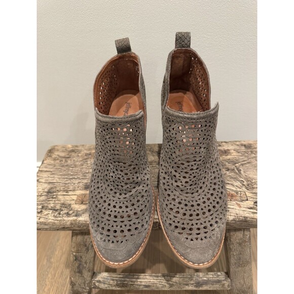 Jeffrey Campbell Taggart Perforated Suede Cutout Booties Taupe Grey 8.5 EUC - Picture 2 of 14